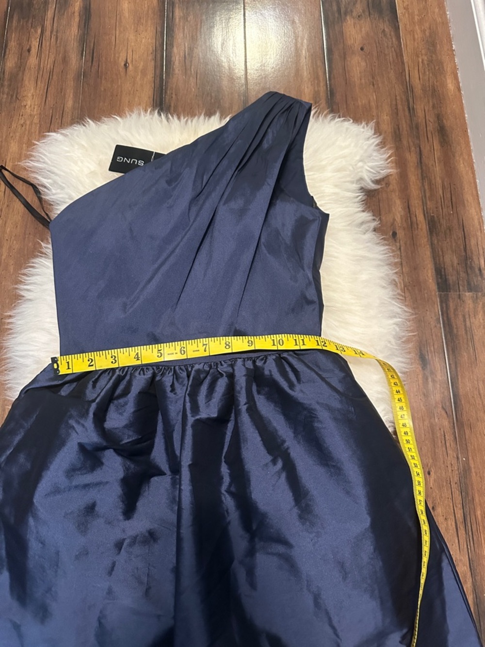 ALFRED SUNG One-Shoulder Navy Party Dress - Picture 7 of 11